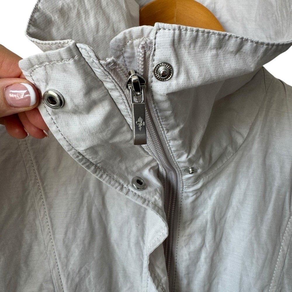 Cole Haan Nylon Jacket Draw String Front Zip High Neck Off White Women's Large - Picture 4 of 13